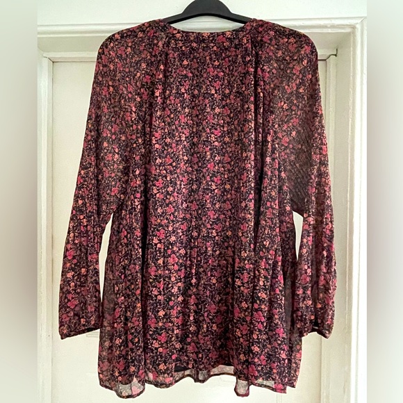 DR2 Women's Size 2X Floral Print Chiffon Blouse - Picture 2 of 7